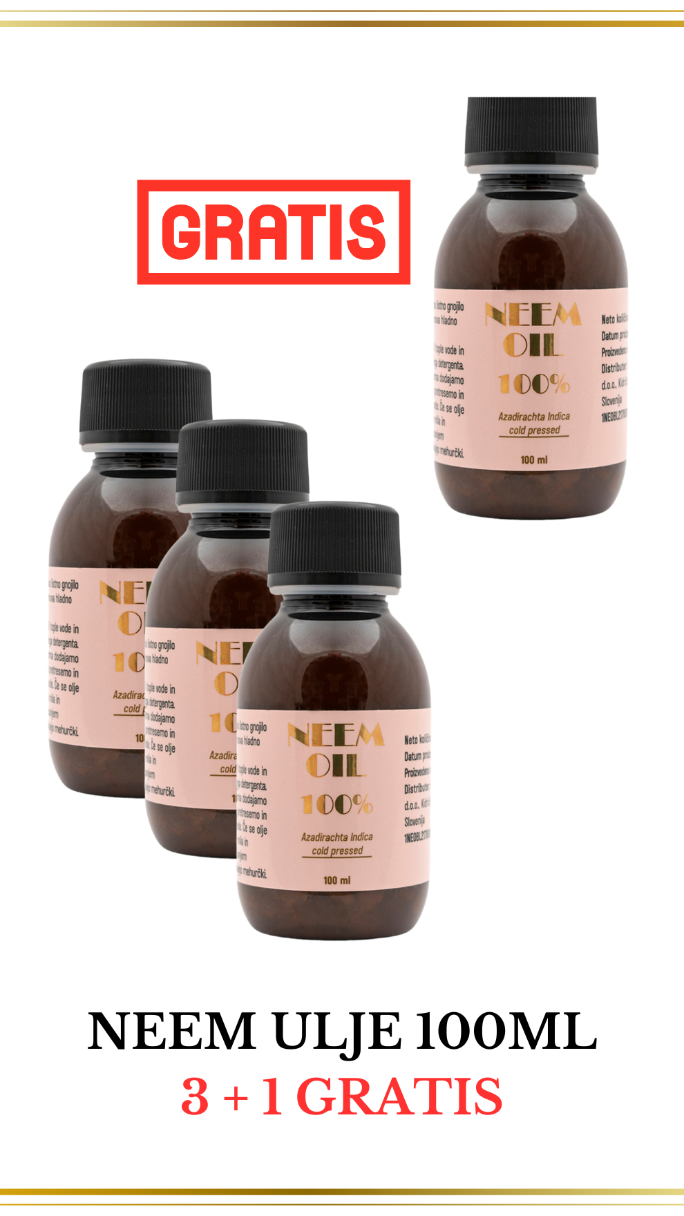 Neem ulje 3 x 100 ml + 100 ml GRATIS